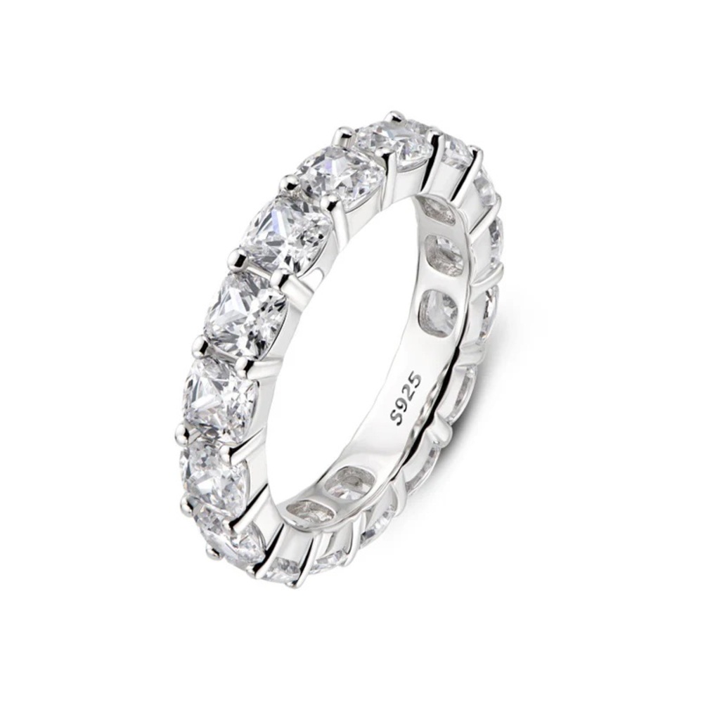 Like New Eternity Stylish Sona Diamond Sterling Silver Wedding Band Ring